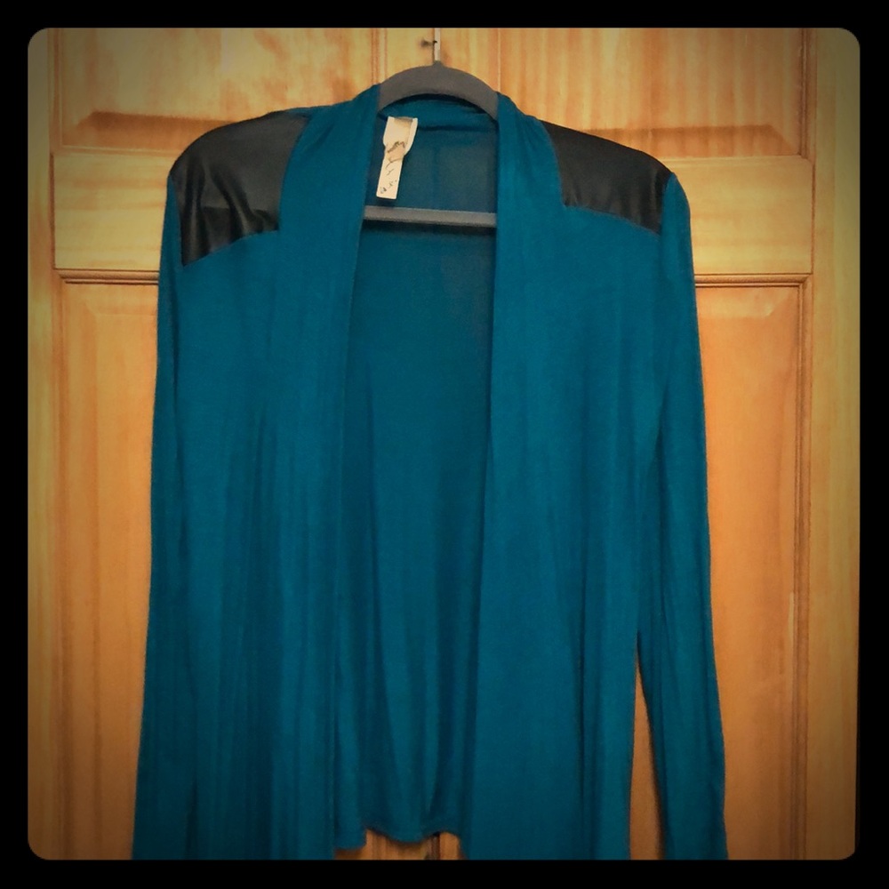 High low turquoise green cardigan